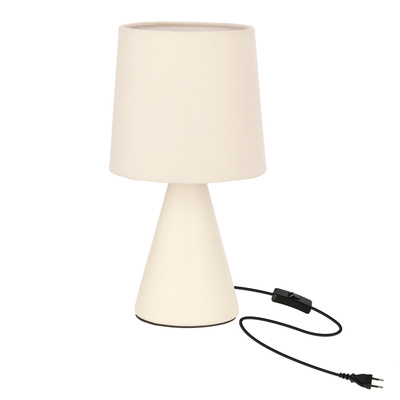 Lampka nocna Satti beżowa ceramiczna z abażurem klasyczna lampka stołowa