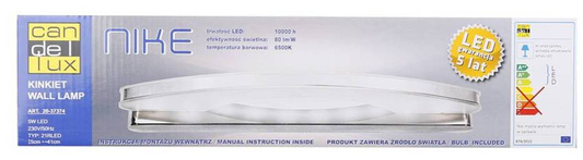 Kinkiet łazienkowy chrom zimny biały LED 5W 41cm Nike Candellux 20-37374