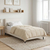 Letni Kołdra Kremowy 140 x 200 cm Mikrofibra i Fleece Teddy