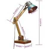 vidaXL Industrialna lampka biurkowa, kolorowa, okrągła, 23x18x95 cm
