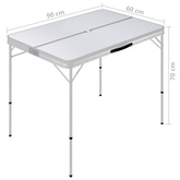 vidaXL Składany stolik turystyczny z 2 ławkami, aluminium, biały