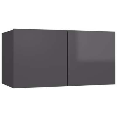 vidaXL Szafka wisząca pod TV, wysoki połysk, szara, 60x30x30 cm