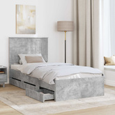 Ramka łóżka Betonowy szary 90 x 200 cm Drewno inżynieryjne