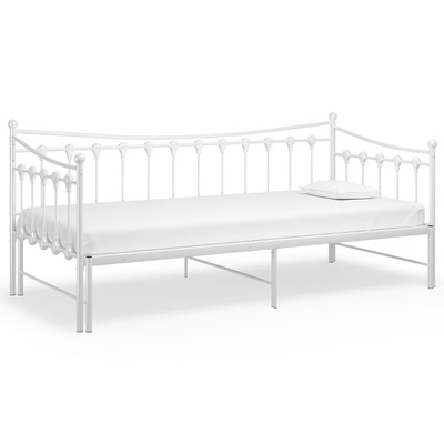 z wysuwaną ramą łóżka, biała, metalowa, 90x200 cm Sofa