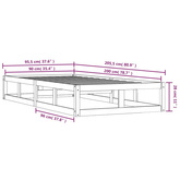 Rama łóżka, czarna, 90 x 200 cm, lite drewno