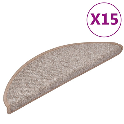 Maty na schody 15 szt. 56x17x3 cm Jasnobrązowe półokrągłe