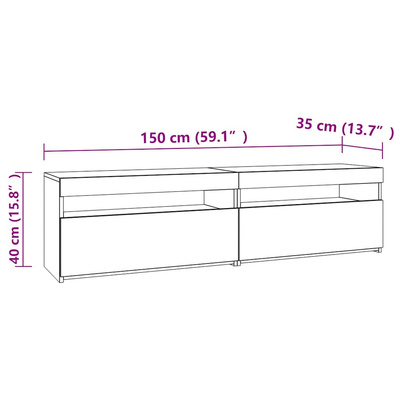 Szafki pod TV z LED, 2 szt., dąb sonoma, 75x35x40 cm