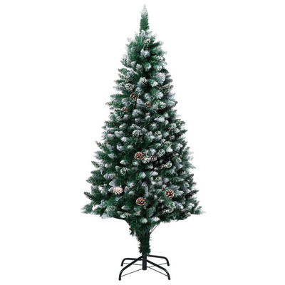 vidaXL Sztuczna choinka z lampkami, bombkami i szyszkami, 180 cm