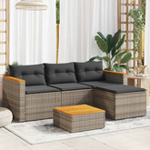 3-częściowa sofa do ogrodu, z poduszkami, szara, polirattanowa