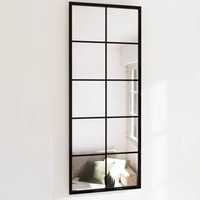 vidaXL Lustro ścienne, czarne, 100 x 40 cm, metal
