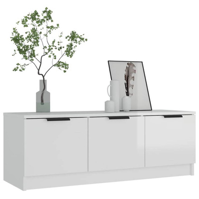vidaXL Szafka pod TV, wysoki połysk, biała, 100x35x55 cm