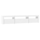 vidaXL Szafka pod TV z oświetleniem LED, biała z połyskiem195x35x40 cm