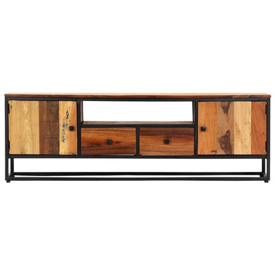 vidaXL Szafka pod TV, 120x30x40 cm, lite drewno odzyskane i stal
