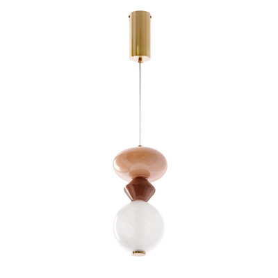 FLORES lampa wisząca mosiężny+brązowy+pomarańczowy 10W LED 3000K klosz biały