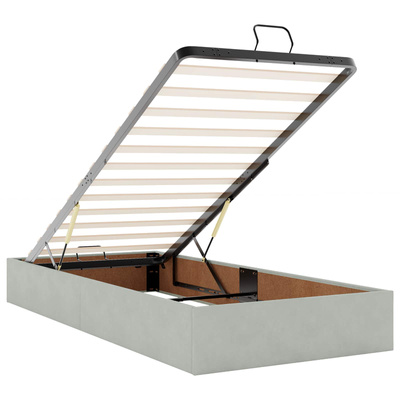 Łóżko z pojemnikiem i materacem LED jasnoszary 100 x 200 cm