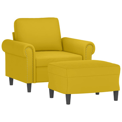 vidaXL Fotel z podnóżkiem, żółty, 60 cm, aksamit