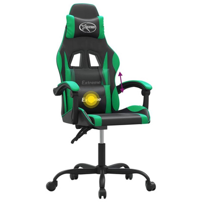vidaXL Obrotowy fotel gamingowy, czarno-zielony, sztuczna skóra