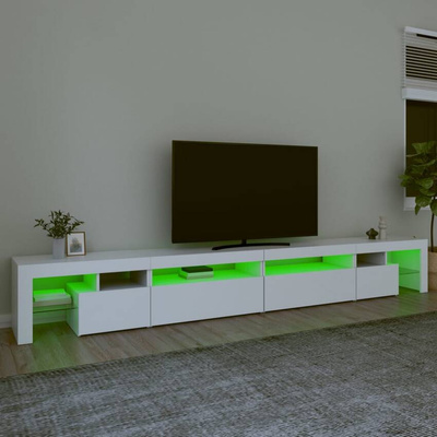 vidaXL Szafka pod TV z oświetleniem LED, biała, 290x36,5x40 cm