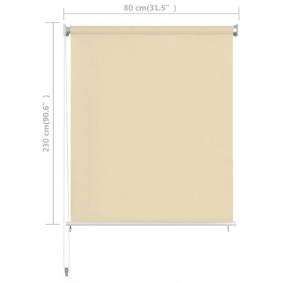 vidaXL Roleta zewnętrzna, kremowa, 80x230 cm, HDPE