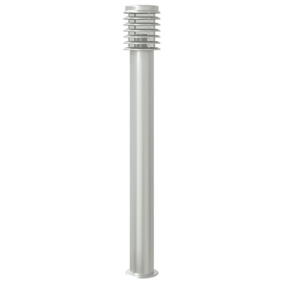 Lampy ogrodowe na słupku, 3 szt., srebrne, 110 cm, stal