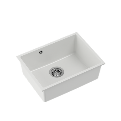 Quadron | ALEC 50 | kuchenny zlewozmywak BIAŁY | wymiary: 53,5 x 40 x 20,5 cm | 1-komorowy podwieszany | podbudowa szafki: od 60 cm