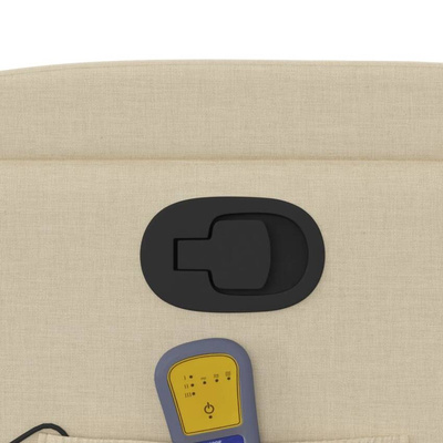 vidaXL Rozkładany fotel masujący, kremowy, obity tkaniną