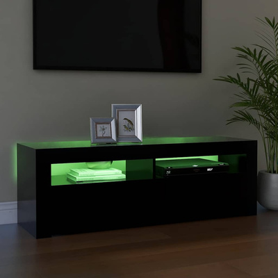 Szafka pod TV z oświetleniem LED, czarna, 120x35x40 cm