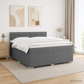 Łóżko z box spring LED z materacem ciemnoszary 180 x 200 cm