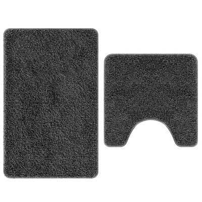 Zestaw mat łazienkowych antypoślizgowych 2 pcs Ciemnoszary PP