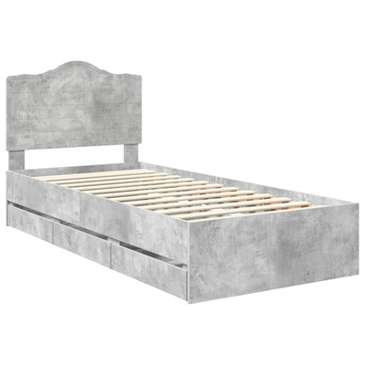 Ramka łóżka Betonowy Szary 90 x 200 cm Drewno inżynieryjne