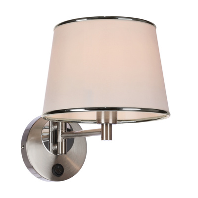 Kinkiet srebrny regulowany z włącznikiem biały abażur Ibis Candellux 21-00883