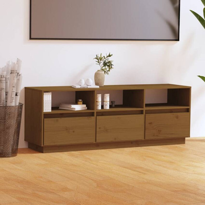 vidaXL Szafka pod TV, miodowy brąz, 140x37x50 cm, lite drewno sosnowe