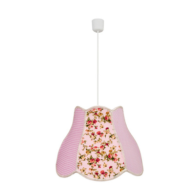 Lampa wisząca z abażurem Zuza różowa klasyczna do pokoju dziecięcego E27