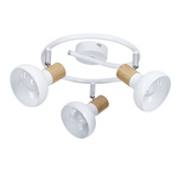 Lampa sufitowa spirala metal biała + drewno 3E14 Puerto Candellux 98-62697