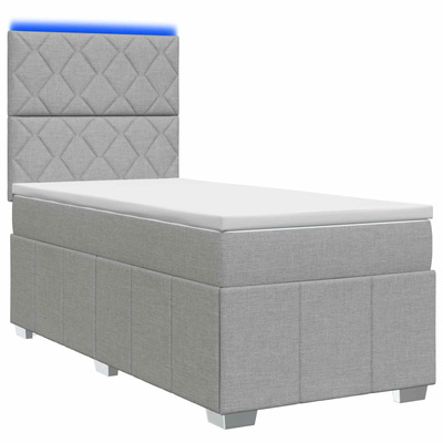 Łóżko z box spring LED z materacem jasnoszary 90 x 200 cm