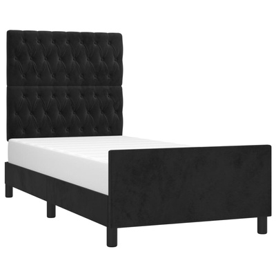 vidaXL Rama łóżka z zagłówkiem, czarna, 100x200 cm, aksamitna model standard