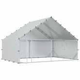 Kurnik z dachem srebrny 300 x 200 x 190 cm Stal ocynkowana
