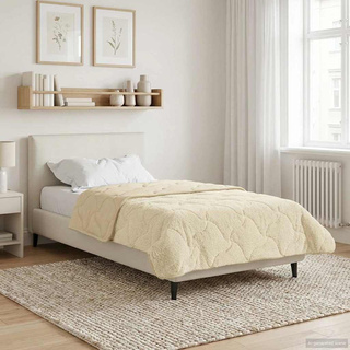 Letni Kołdra Kremowy 135 x 220 cm Mikrofibra i Fleece Teddy