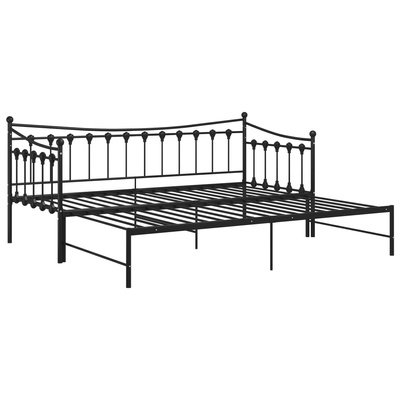 Sofa z wysuwaną ramą łóżka, czarna, metalowa, 90x200 cm wariant 4