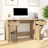 vidaXL Biurko z szafką boczną, dąb sonoma, materiał drewnopochodny