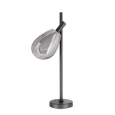 Lampka nocna Denso czarna szklana z kloszem dymionym minimalistyczna