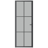 vidaXL Drzwi wewnętrzne, 76x201,5 cm, czarne, matowe szkło i aluminium