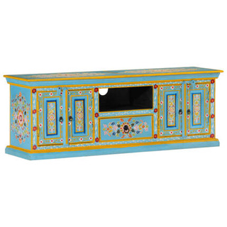 vidaXL Szafka pod TV, niebieska, 110x30x40 cm, lite drewno mango