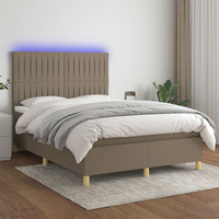 vidaXL Łóżko kontynentalne z materacem, taupe, 140x190 cm, tkanina wariant 5
