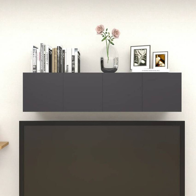 vidaXL Wiszące szafki telewizyjne, 4 szt., szare, 30,5x30x30 cm