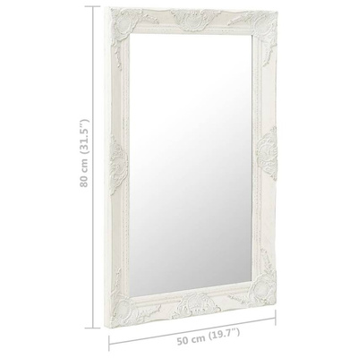 vidaXL Lustro ścienne w stylu barokowym, 50x80 cm, białe
