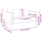 Sofa dwuosobowa niebieska 111 cm aksamitna