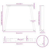 Nogi do stołu jadalnego w kształcie litery V 2 szt. Antracyt 80x(72-73,3) cm Stal