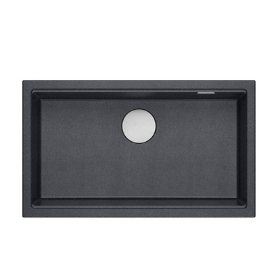 LOGAN 110 GraniteQ zlewozmywak black diamond 76x44x23,5 cm 1-komorowy podwieszany z syfonem manualnym stal szlachetna