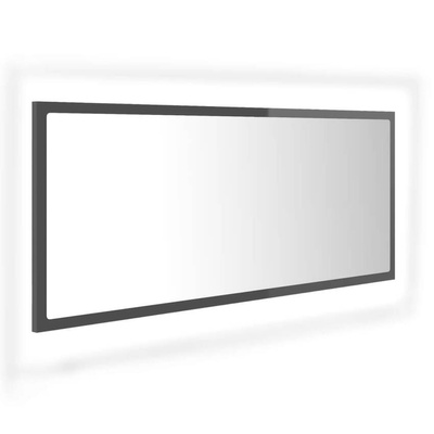 vidaXL Lustro łazienkowe LED, wysoki połysk szare, 100x8,5x37cm, akryl